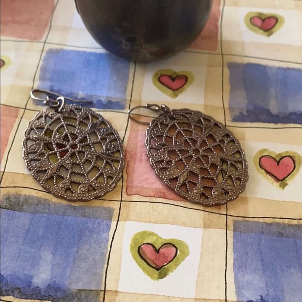 Earrings; Gold; Oval Medallions; Drop; Earrings - Picture 3 of 8